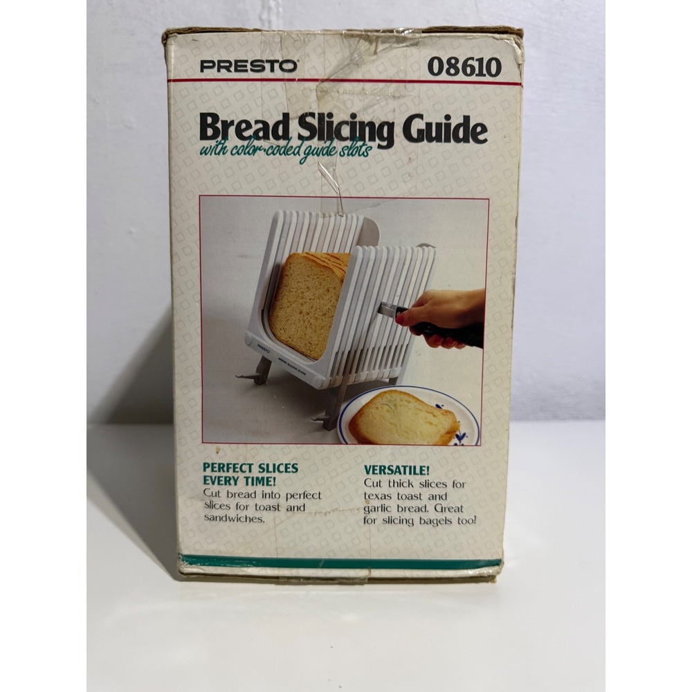Presto Bread Slicing Guide White Gray Plastic Vintage Kitchen Tool Boxed Gadget